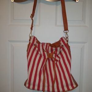 Kiss Me Coture red & white stripe purse